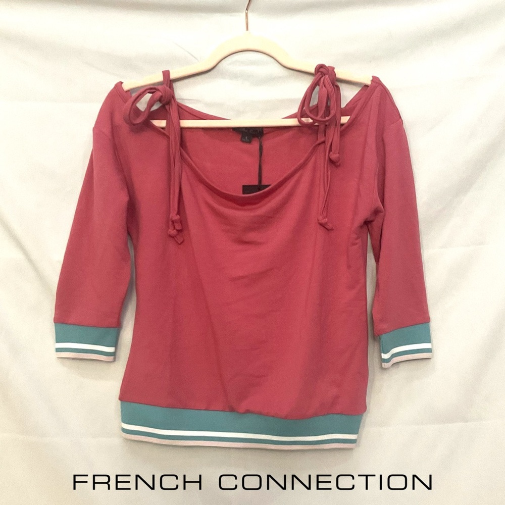 French Connection Rosewood Cold Shoulder 3/4 sleeve Top NWT 20" p2p